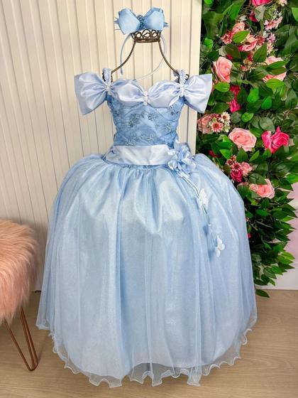 Imagem de Vestido Manga Princesa Azul Bebe BEVESTMARIELNGOMBRAOMBRAZLBB