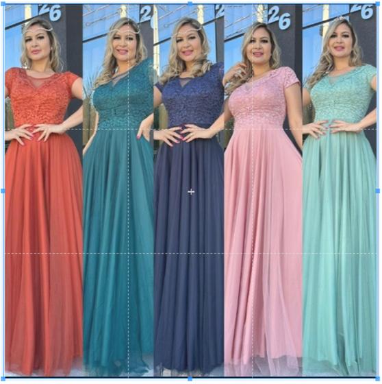 Imagem de Vestido MANOELA Festa Madrinha Debutante Formatura Casamento com renda e tule