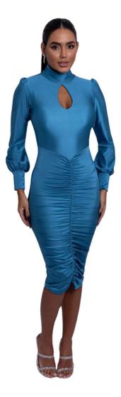 Imagem de Vestido Manuela Midi Gola Alta Manga Longa Trilobal
