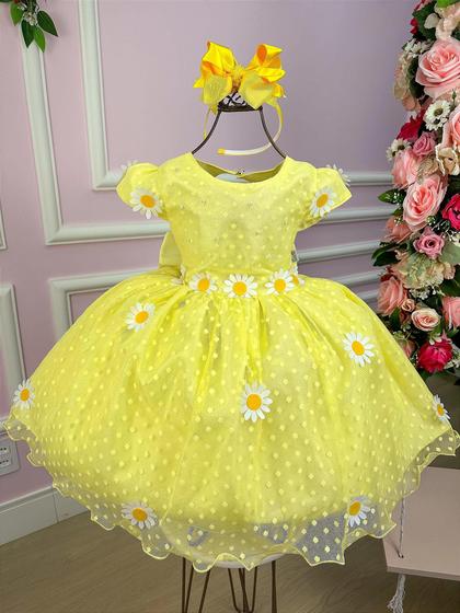 Imagem de Vestido Marie Jardim Encantado Margaridas Amarelo Luxo