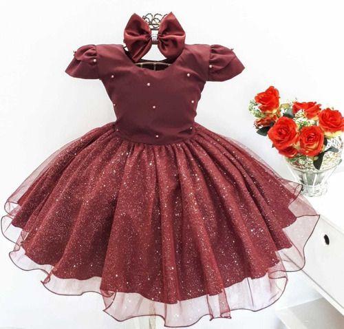 Imagem de Vestido Marsala Infantil Festa Casamento Formatura Luxo