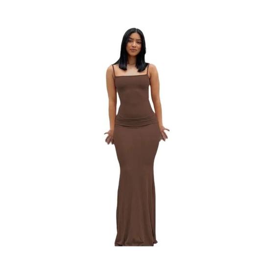 Imagem de Vestido Maxi Feminino Y2K de Cetim - Sem Mangas, Sem Costas, Bodycon, Elegante e Sexy