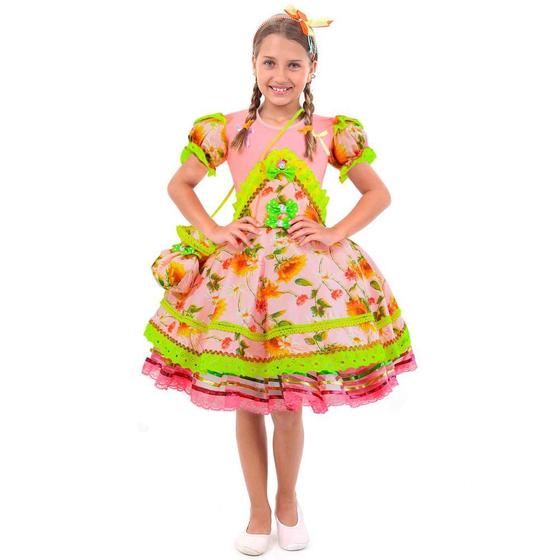 Imagem de Vestido Menina Bebê Festa Junina Capitu Com Bolsinha