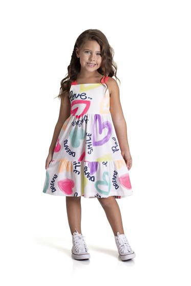 Imagem de Vestido Menina Infantil Corações Neon Meia Malha TMX