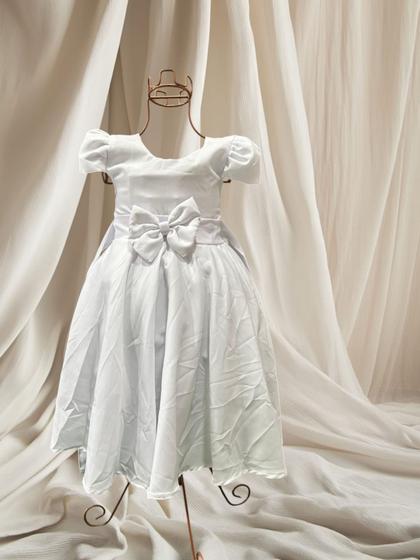 Imagem de Vestido Menina Infantil Elegante Branco Liso