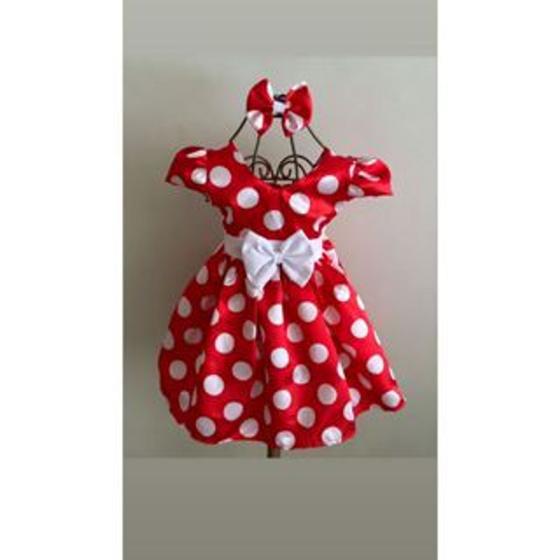 Imagem de Vestido Menina Infantil Elegante Vermelho com Bolinhas Brancas