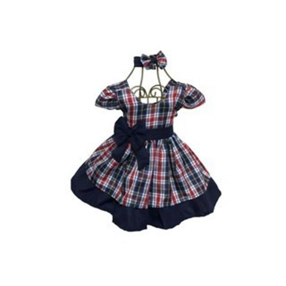 Imagem de Vestido Menina Infantil Elegante Xadrez Azul RF05