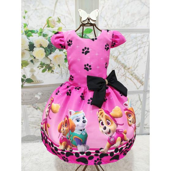 Imagem de Vestido Menina Infantil Luxo Temático Laço Feito Patrulha Canina