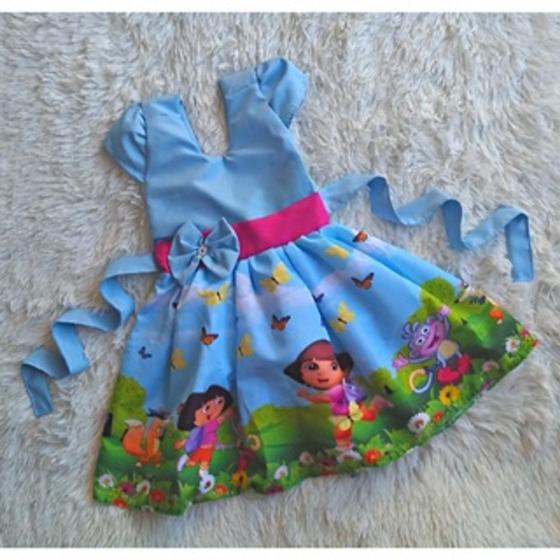 Imagem de Vestido Menina Infantil Temáticos Simples Dora