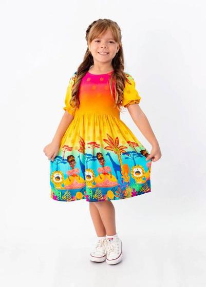 Vestido Menina Rafa Girafa Africano Amarelo - Vestido Infantil ...