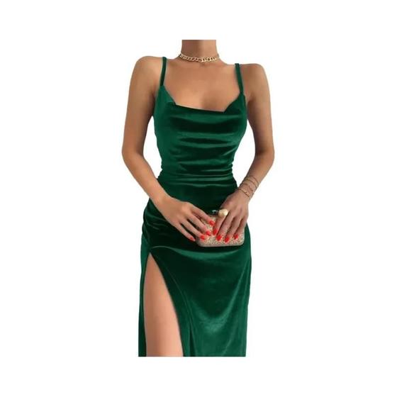 Imagem de Vestido Midi Bodycon de Veludo Feminino - Elegante para Festa, Clube e Noite