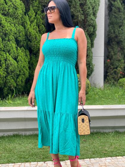 Imagem de Vestido Midi Com Lastex Alça Larga Verão