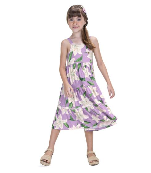 Imagem de Vestido Midi Infantil Estampas Florais Trick Nick Roxo