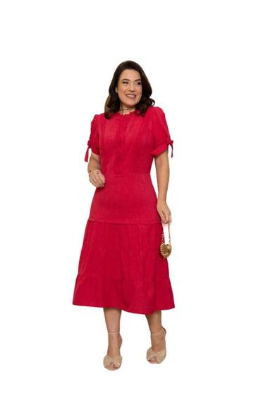 Imagem de Vestido Midi Linho Mescla Kauly ( 4002 ) Moda Evangelica