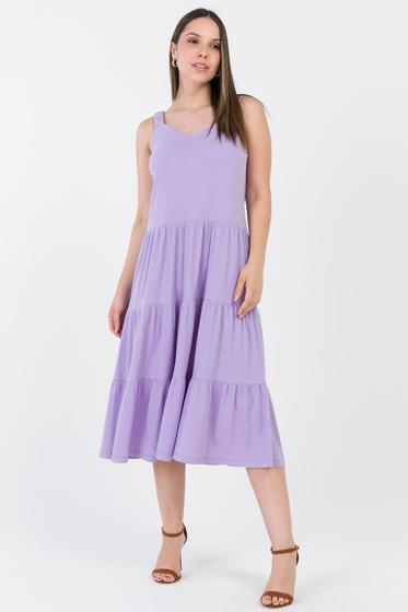 Imagem de Vestido Midi Malha Canelada Lilas-P