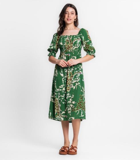 Imagem de Vestido Midi Manga Bufante Feminino Endless Verde