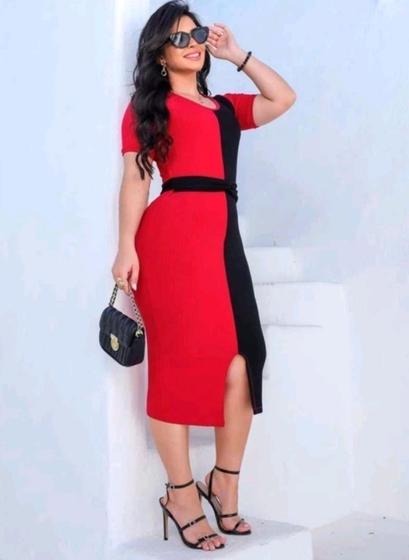 Imagem de Vestido Midi Meio a meio Moda Evangélica Feminina