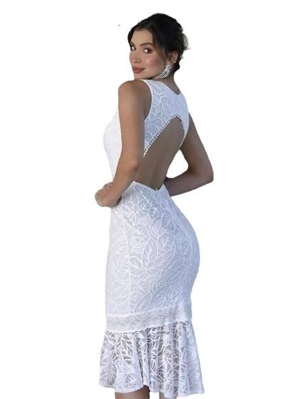 Imagem de Vestido Midi Noivado Batizado Casamento Civil Cartório Noiva