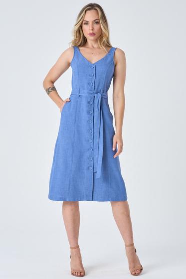 Imagem de Vestido Midi PKS com Botões Azul