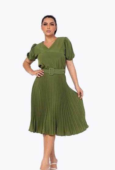 Imagem de Vestido Midi Plissado Estilo Evangélico Moda Feminina