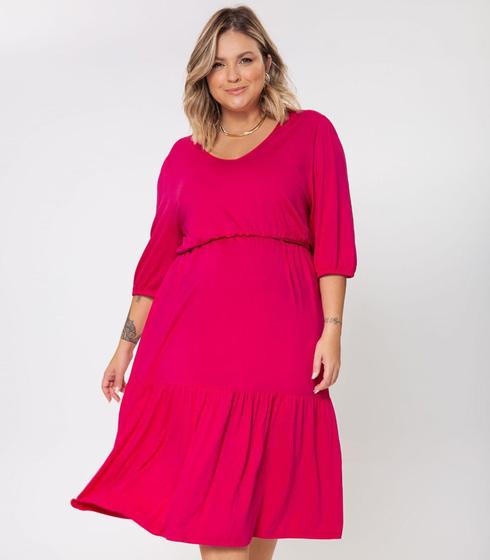 Imagem de Vestido Midi Plus Size com Babado Secret Glam Rosa