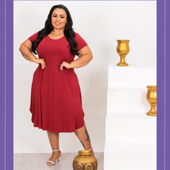 Imagem de Vestido Midi Plus Size Com Manguinha Tamanho do 46 ao 54 Viscolycra