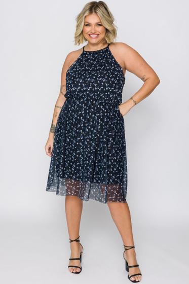 Imagem de Vestido Midi Plus Size Em Tule Fiorela Azul Cess