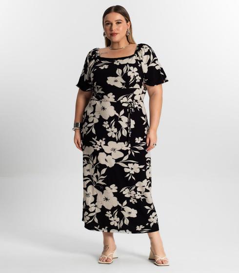 Imagem de Vestido Midi Plus Size Estampado Secret Glam Preto