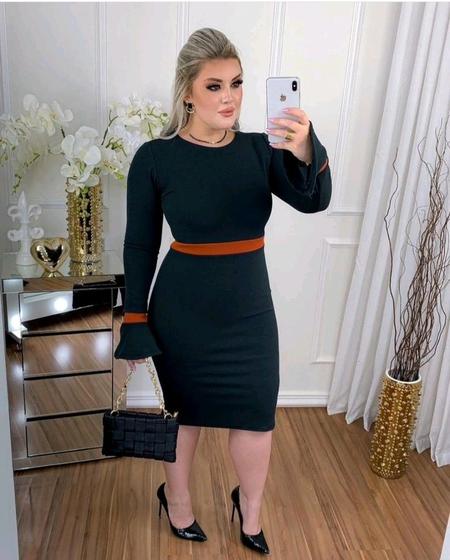 Imagem de Vestido Midi Plus Size Mikaela Moda Evangélica Feminina