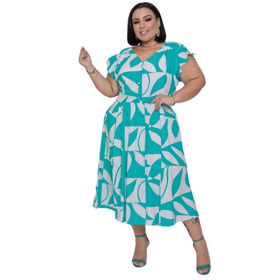 Imagem de Vestido Midi Plus Size Moda Tendência Verão Tamanho Grande