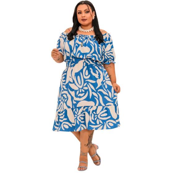 Imagem de Vestido Midi Plus Size Moda Tendência Verão Veste até 54