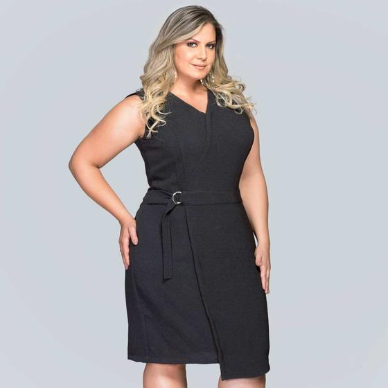 Imagem de Vestido midi plus size mouse preto poliester modus e manias