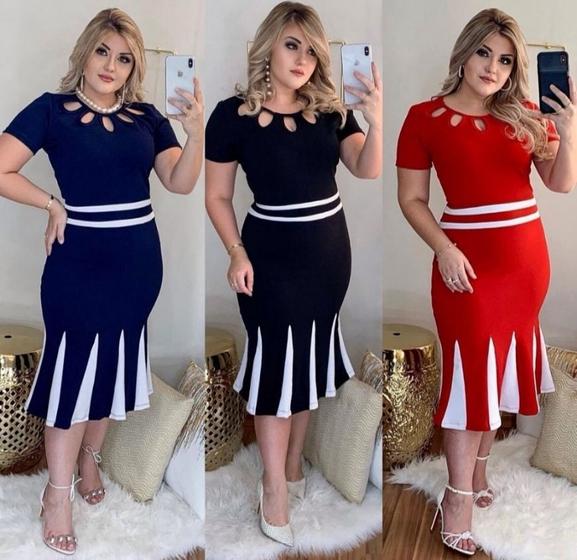 Imagem de Vestido MIDI Plus Size Nesga Moda Feminina Evangélica