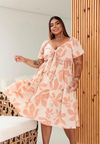 Imagem de Vestido midi Rayssa com manguinha tecido Duna plus size FORMA GRANDE