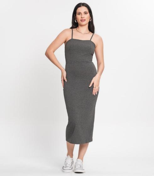 Imagem de Vestido midi regata em ribana canelada rovitex