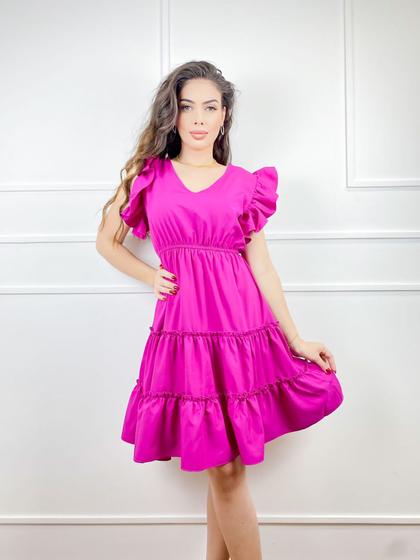 Imagem de Vestido midi três marias cavado babado gola v moda casual feminina estilo