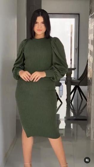 Vestido Tricot Manga Vestido Manga Princesinha VESTIDO MANGA