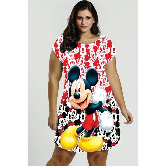 Imagem de Vestido Minie e Mickey Plus Size Carinhas Preto