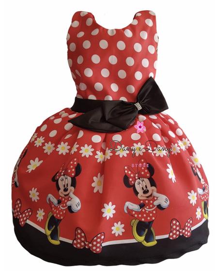 Imagem de Vestido Minnie Vermelha Rosa Festa Temático Luxo