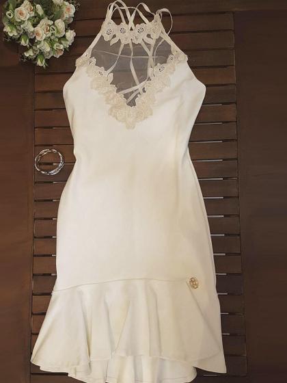 Imagem de Vestido Miss Misses peplum gripir Offwhite / P - NUM. 36-38