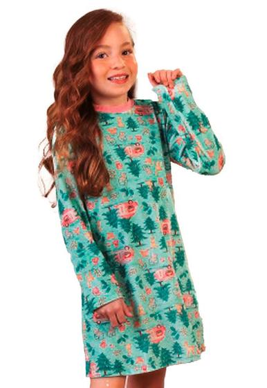 Imagem de Vestido ML Infantil Azul Arvores Bugbee