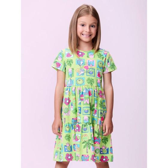 Imagem de Vestido Momi em Cotton na cor Verde com Estampa Tropical