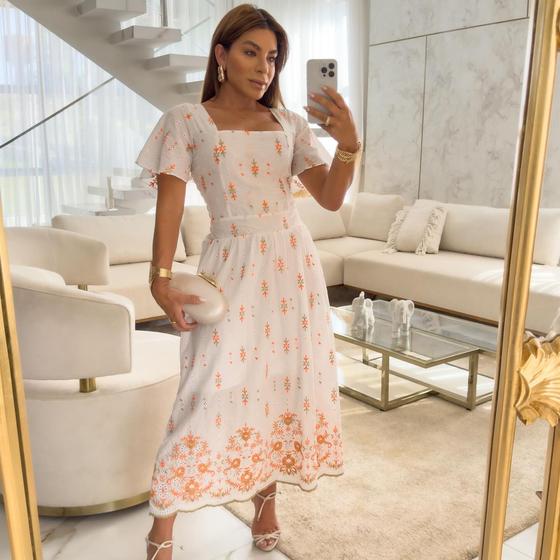 Imagem de Vestido Monica Em Lezie Midi Moda Evangelica