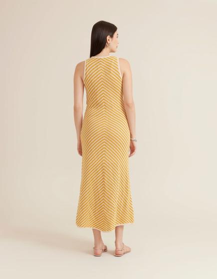 Imagem de Vestido New Longo Tricot - Areia C/ Amarelo