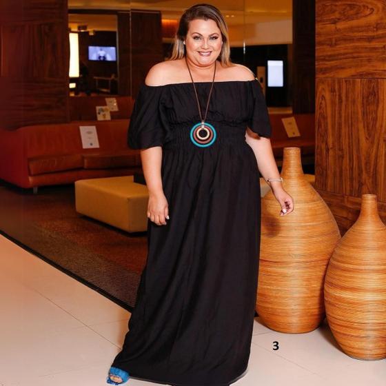 Imagem de Vestido Ombro A Ombro Plus Size Com Detalhe De Lastex