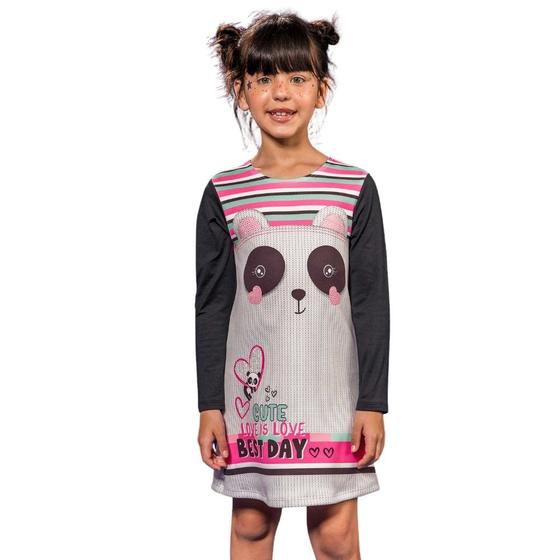 Imagem de Vestido Panda Manga Longa Kukie Menina Infantil