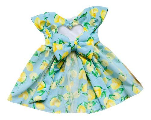 Imagem de Vestido Para Bebe Menina Frutas Limão + Tiara Baby Presente