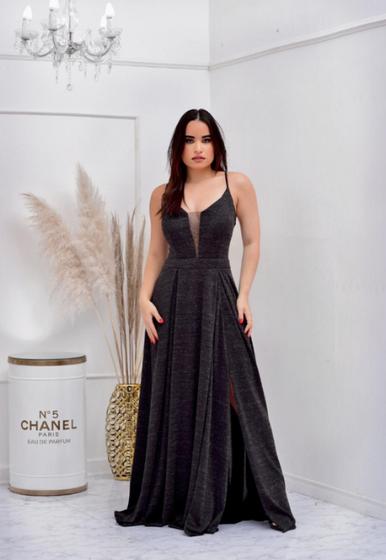 Imagem de Vestido para formatura todo de Lurex  encorpado. Tamanho P