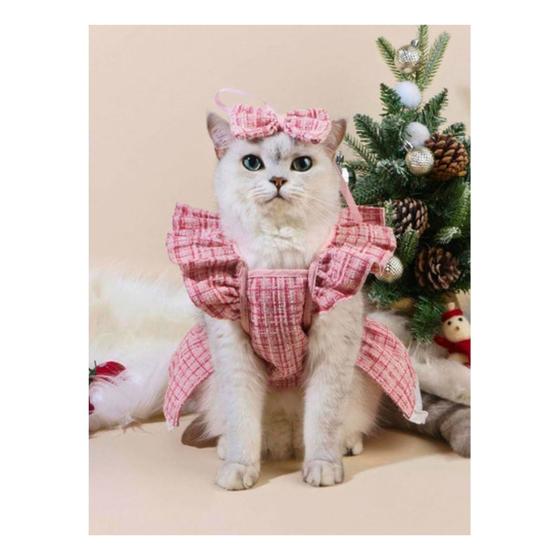 Imagem de Vestido Para Pet Tipo De Lã Com Laço Princesa Com Babado