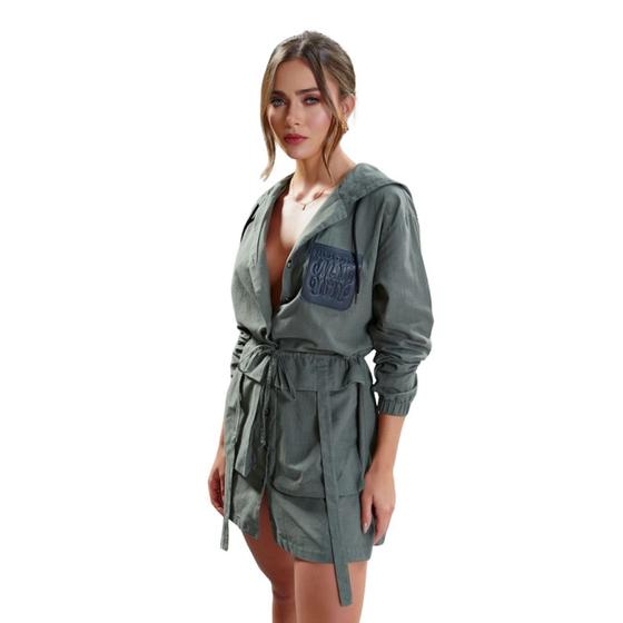 Imagem de Vestido Parka Feminina Verde Militar Maria Gueixa - 11098